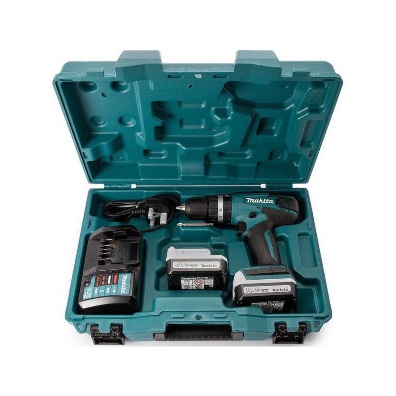 Дрель-шуруповерт Makita DF347DWE, 2 аккумулятора Li-ion (1,5Ач), 14,4V, 10 мм, 30 Нм, кейс