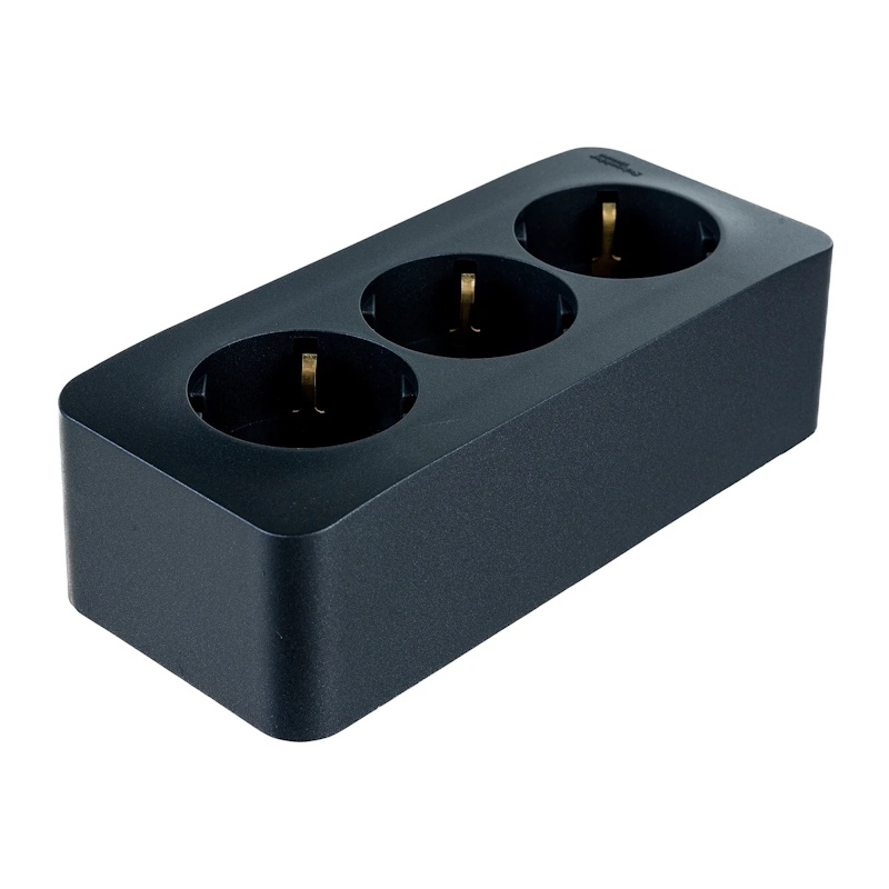 Розетка о/у Blanca BLNRA010316, 3 гнезда, с/з, антрацит