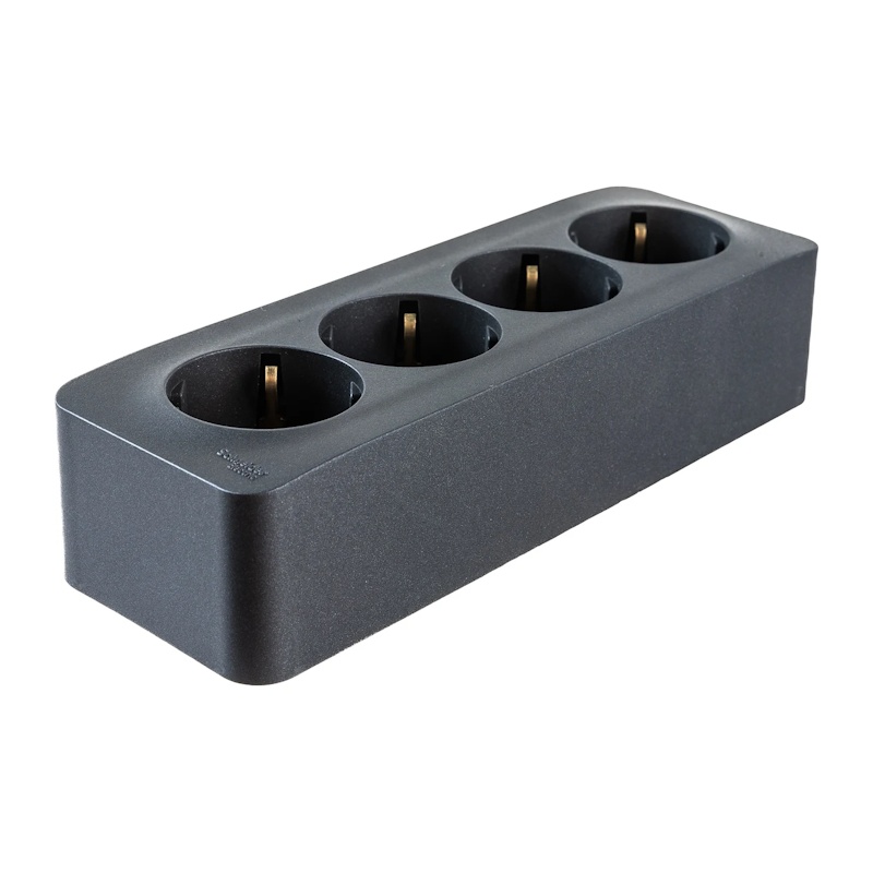 Розетка о/у Blanca BLNRA011416, 4 гнезда, с/з, з/ш, антрацит