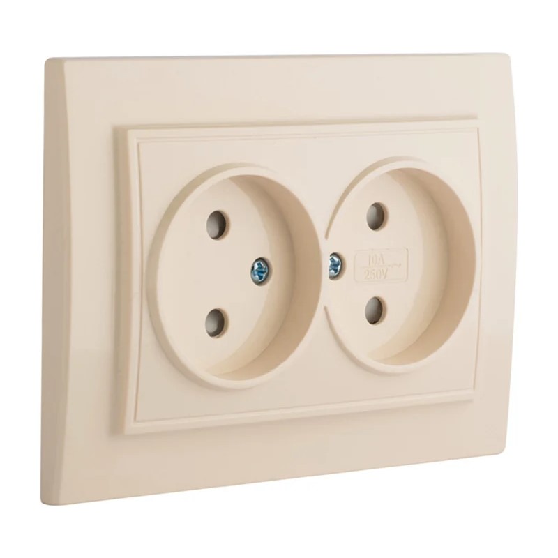 Розетка с/у Минск ERR10-102-200, 2 гнезда, б/з, з/ш, бежевая