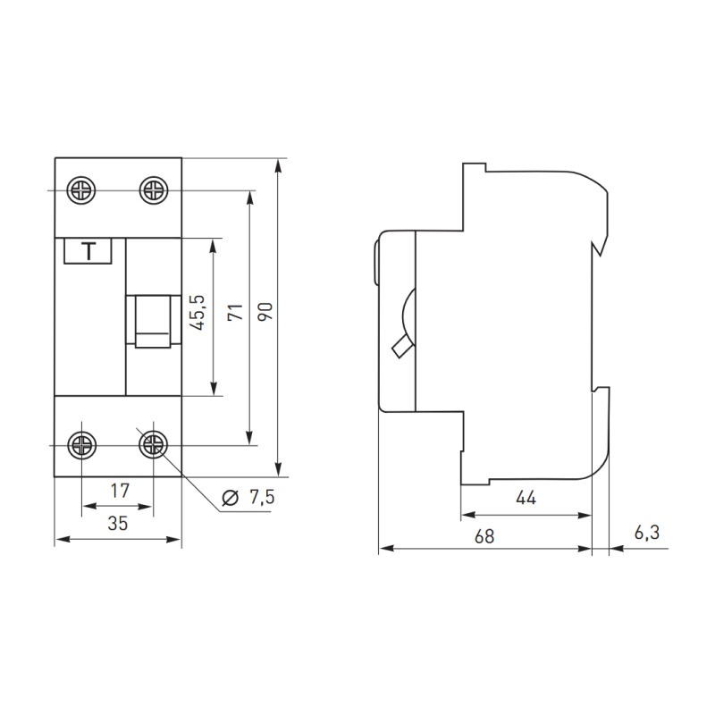 Устройство защитного отключения EKF ВДТ-40 25А, 30мА, тип АС, 2П