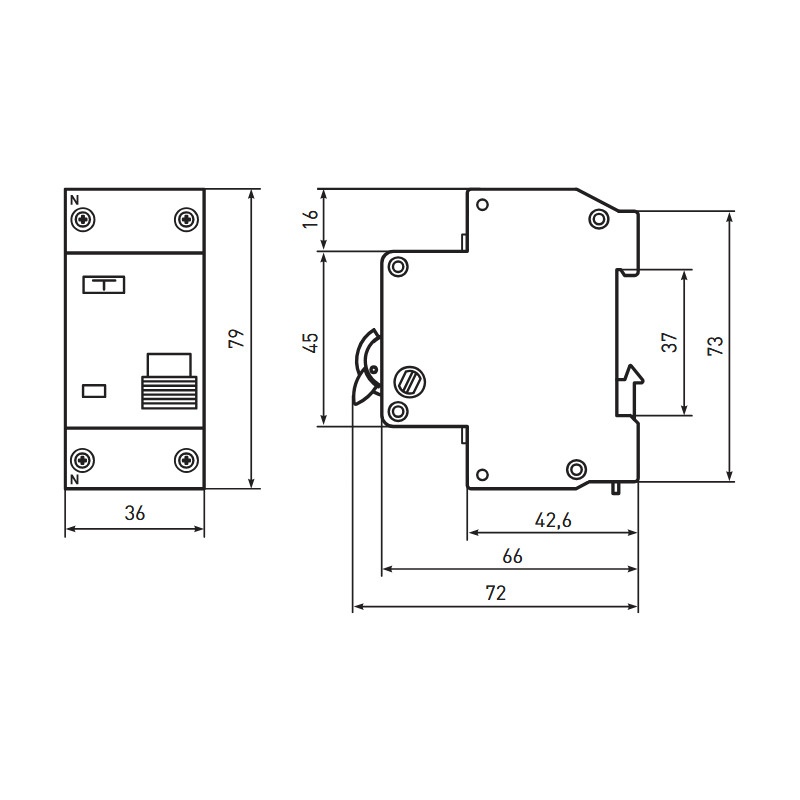 Автомат дифференциальный EKF АВДТ АД-12 4,5кА, С 25А, 30мА, тип АС, 1P+N