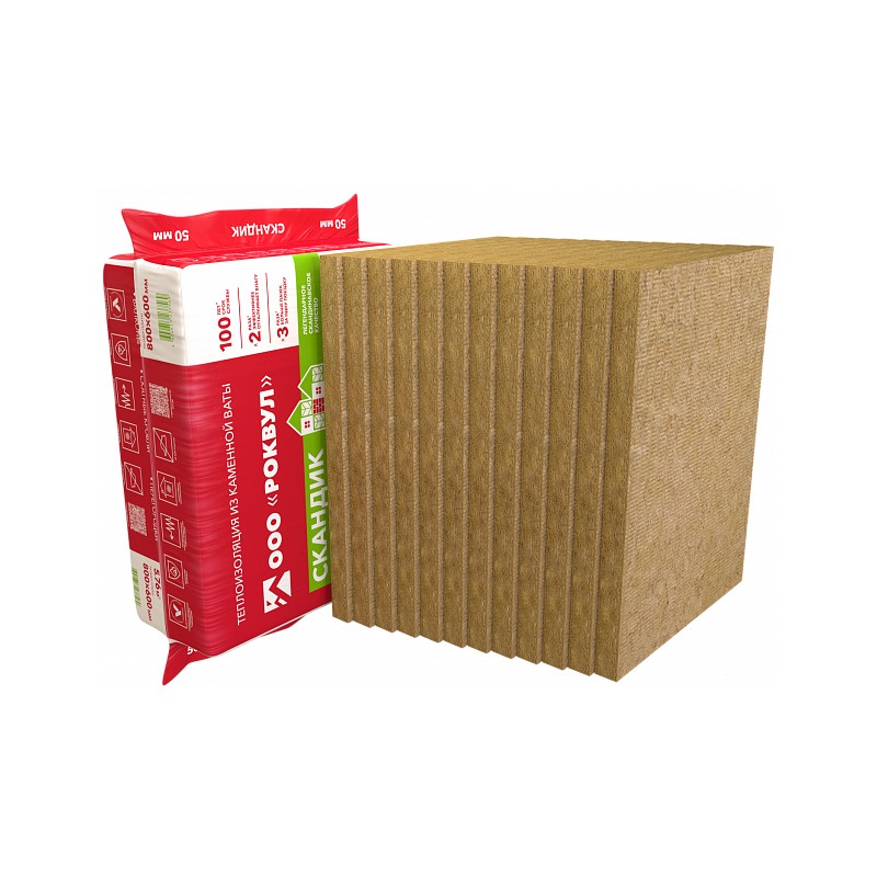 Утеплитель Rockwool Лайт Баттс Скандик 800х600х50 мм, 12 шт