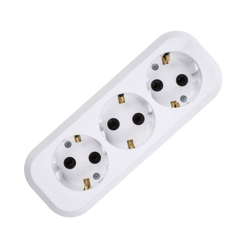 Колодка 3 гнезда E303 с/з, 16 А, 230 В, АВС-пластик, белая