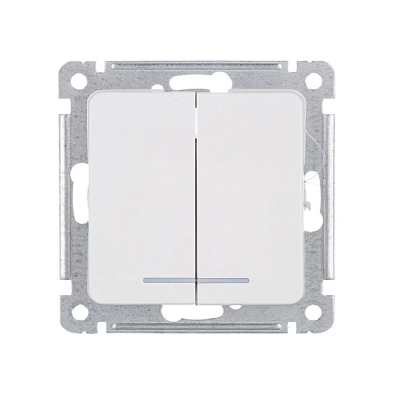 Выключатель с/у Master ВС10-452, 2 клавиши, с/инд, белый