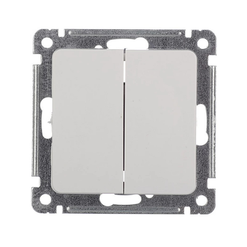 Выключатель с/у Master ВС10-451, 2 клавиши, б/инд, белый