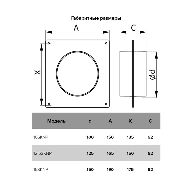 Соединитель для круглых каналов Era 12,5SKNP, d=125 мм без клапана с пластиной 165х150 мм