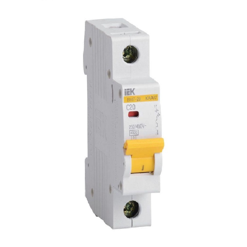 Автоматический выключатель IEK Karat ВА 47-29 4,5кА, С 20А, 1П, MVA20-1-020-C