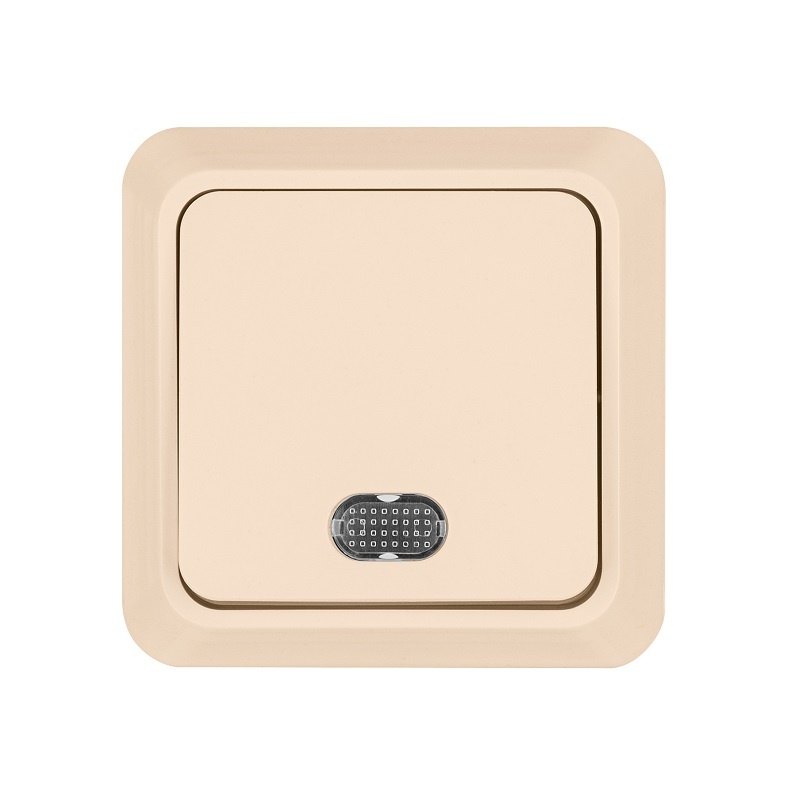 Выключатель о/у Ладога SQ1801-0010, 1 клавиша, с/инд, слоновая кость