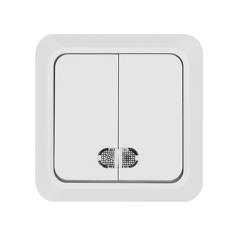 Выключатель о/у Ладога SQ1801-0007, 2 клавиши, с/инд, белый