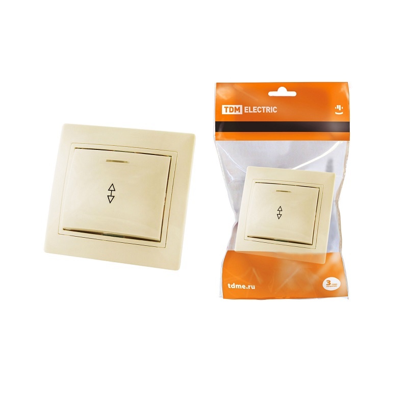 Переключатель с/у Таймыр SQ1814-0108, 1 клавиша, с/инд, слоновая кость