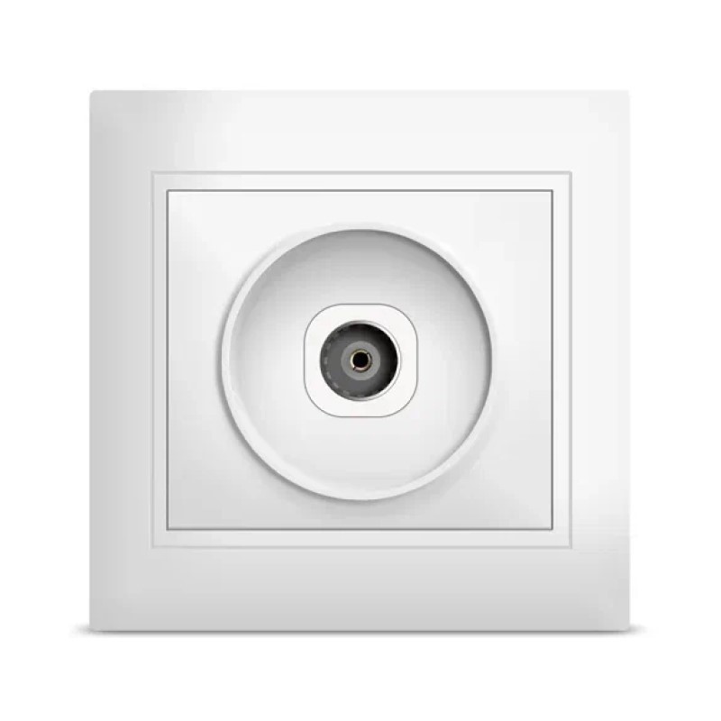 Розетка телевизионная TV в сборе с/у Севиль С0027, 1 гнездо, одиночная, белая