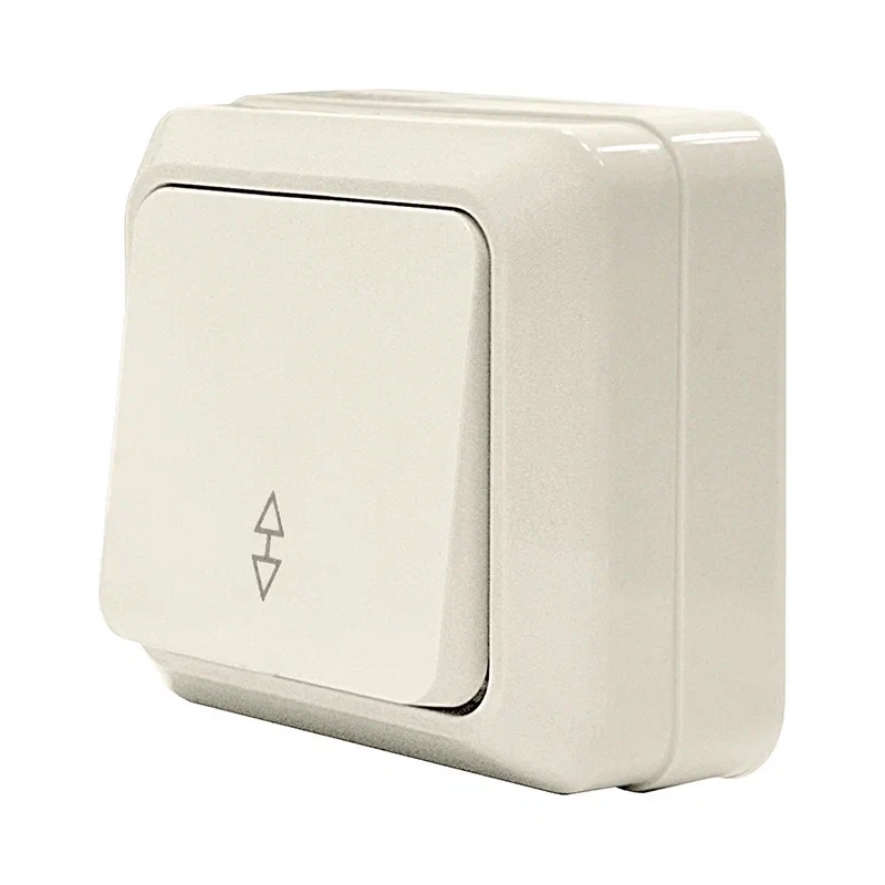 ОЛИМП Переключатель о/у, 1 клавиша, б/инд, 10А, 230В, IP20, сл.кость. Б-О0025