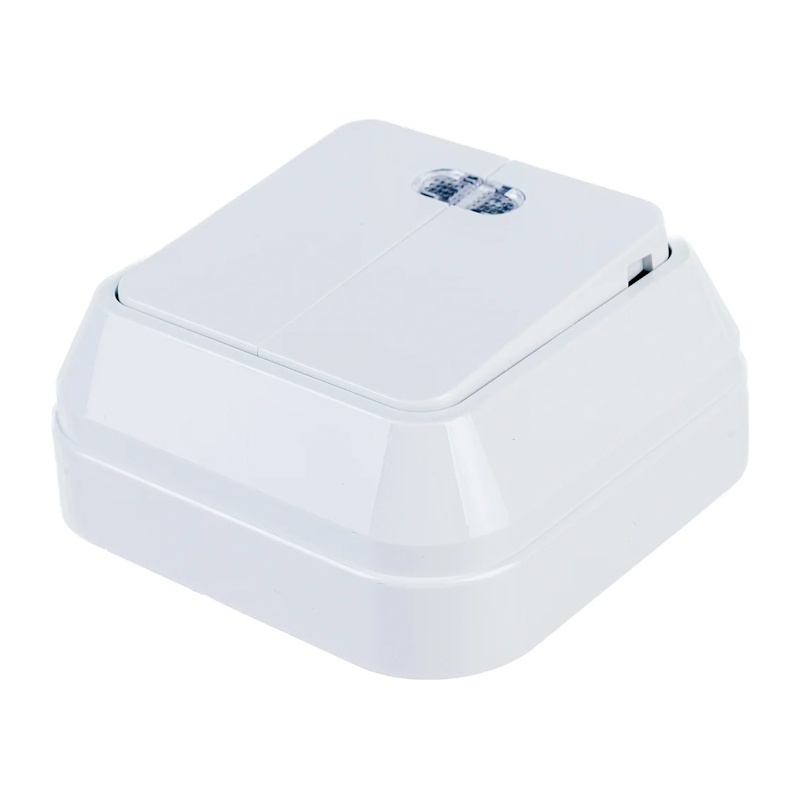 Выключатель о/у Makel 45123, 2 клавиши, с/инд, белый