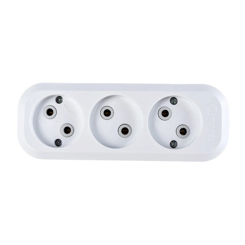 Колодка 3 гнезда Makel MGP121, 10А, 230В, б/з, белая