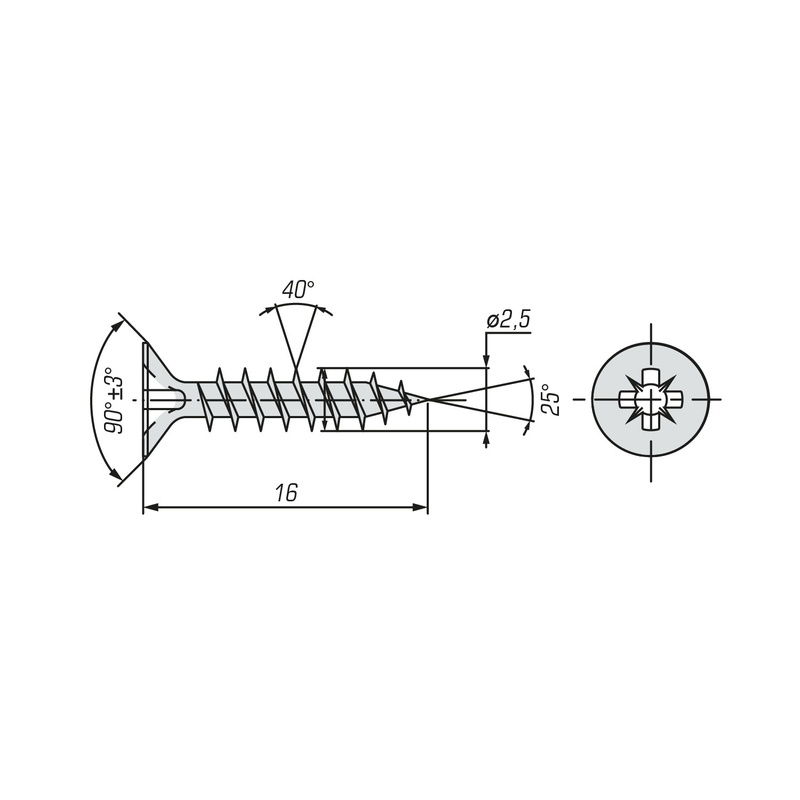 Саморез ШУЦ SWFS 2,5х16 (1000 шт)