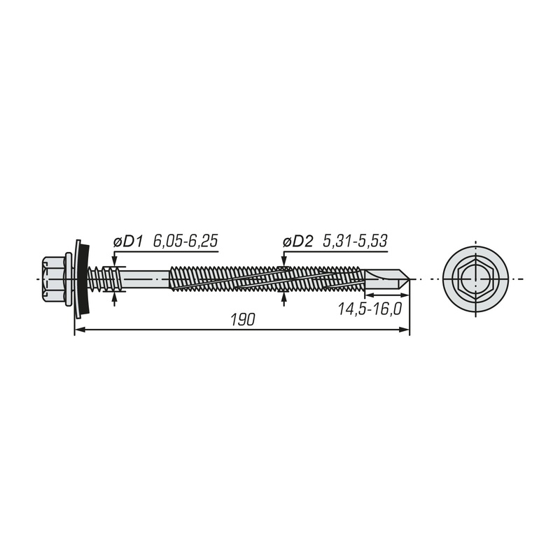 Саморез для сэндвич-панелей SWFS 6,3/5,5х190 (50 шт)