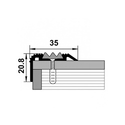Порог угл. с ПВХ встав. Лука, золото анод. (1,8 м х 20,8 мм х 35 мм)