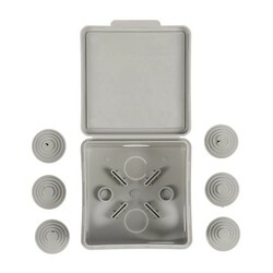 Коробка разветвительная о/у 80х80х50 мм, 7 вводов, серая IP54