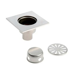 Трап металлический вертикальный d=50мм 150х150мм, не регулируемый, хром