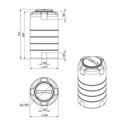 Емкость ЭкоПром для воды полиэтиленовая 200 л (0,2 м3) вертикальная