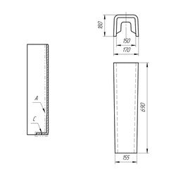 Пьедестал напольный Cersanit Carina, белый, 170х170х690 мм (для умывальников Карина 50/55/60)