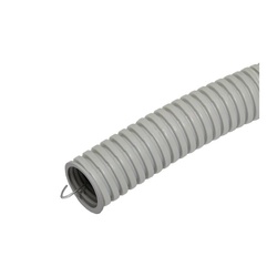 Труба гофрированная ПВХ строительная с зондом, d=16 мм, серая (100 п.м.)