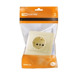 Розетка с/у Таймыр SQ1814-0112, 1 гнездо, с/з, слоновая кость