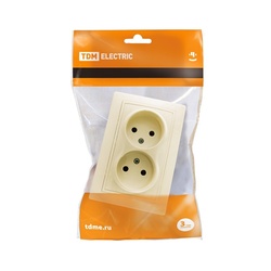 Розетка с/у Таймыр SQ1814-0113, 2 гнезда, б/з, слоновая кость