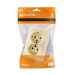 Розетка с/у Таймыр SQ1814-0114, 2 гнезда, с/з, слоновая кость
