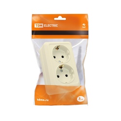 Розетка о/у Ладога SQ1801-0020, 2 гнезда, с/з, слоновая кость