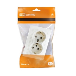 Розетка с/у Таймыр SQ1814-0014, 2 гнезда, с/з, белая