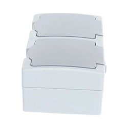 Розетка о/у Аллегро 1272, 2 гнезда, горизонтальная, с/з, з/ш и крышкой,  IP54, серая