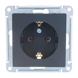 Розетка с/у Atlasdesign ATN001043, 1 гнездо, с/з, карбон