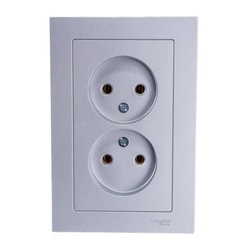 Розетка с/у Atlasdesign ATN000320, 2 гнезда, б/з, алюминий