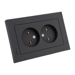 Розетка с/у Atlasdesign ATN001020, 2 гнезда, б/з, карбон