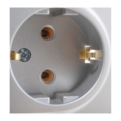 Розетка с/у Atlasdesign ATN000324, 2 гнезда, с/з, алюминий