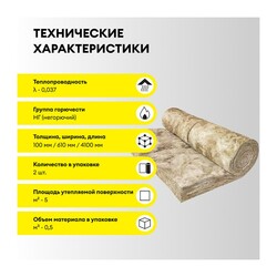 Утеплитель Vetonit Профи Рулон 4100х610х100 мм, 2 шт