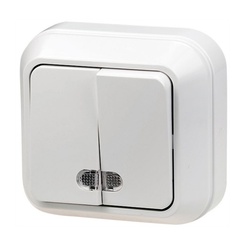 Выключатель о/у Makel 45123, 2 клавиши, с/инд, белый