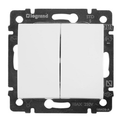 Выключатель с/у Valena 694265, 2 клавиши, б/инд, белый