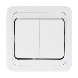 Выключатель с/у Mimoza12003, 2 клавиши, б/инд, белый