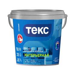Краска в/д интерьерная Текс Профи супербелая (0,9 л)