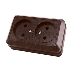 Розетка о/у Ладога SQ1801-0035, 2 гнезда, б/з, темное дерево