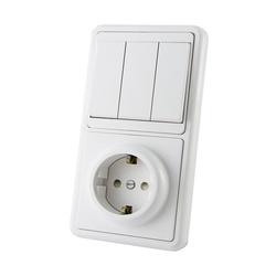 Блок БКВР с/у SQ1813-0003, 3 клавиши + 1 гнездо с/з, з/ш, белый