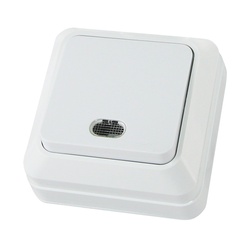 Выключатель о/у Ладога SQ1801-0009, 1 клавиша, с/инд, белый