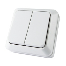 Выключатель о/у Ладога SQ1801-0003, 2 клавиши, б/инд, белый