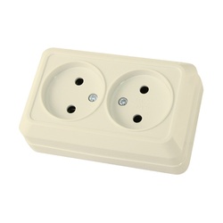 Розетка о/у Ладога SQ1801-0018, 2 гнезда, б/з, слоновая кость
