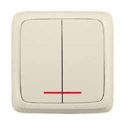 Выключатель о/у Alfa ВА10-154-01, 2 клавиши, с/инд, слоновая кость