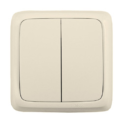 Выключатель о/у Alfa ВА10-153-01, 2 клавиши, б/инд, слоновая кость