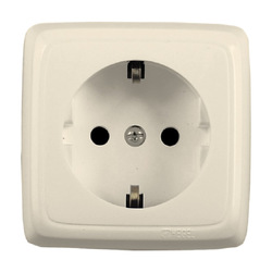 Розетка о/у Alfa РА16-113-01, 1 гнездо, с/з, слоновая кость